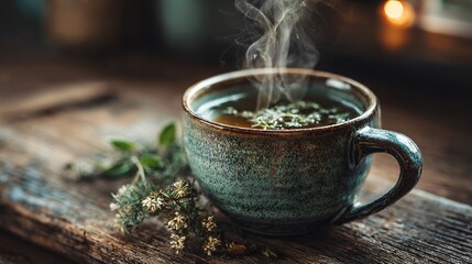 Healthy Drink Mug on Wooden Surface