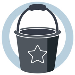 Vector illustration of a dark gray bucket with a white star outline