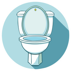 Modern flat design icon illustration of a clean white toilet with an open lid and water