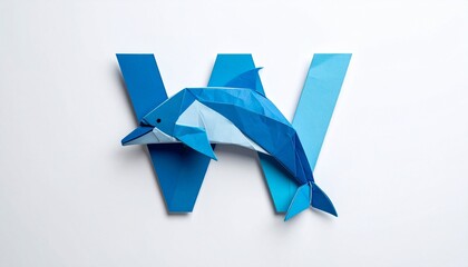 Paper Art Dolphin with Orange W Symbolizing Playful Typography and Editorial Styling for Creative Education