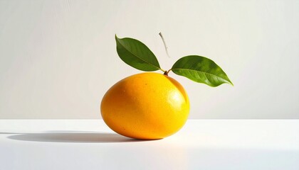 Orange Fruit with Green Leaves on White Surface Symbolizing Freshness and Editorial Styling for Natural Wellness