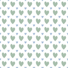 vector seamless pattern hearts in blue and mint