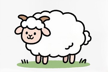 A simple coloring page featuring a cartoon sheep.
