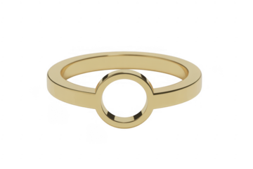 Gold ring with circular jewelry accessory isolated on a transparent background