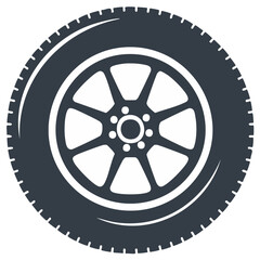 Fototapeta premium Stylized Car Tire and Wheel Silhouette with Eight Spokes