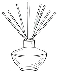 Elegant Reed Diffuser Outline Illustration, Aromatic Home Fragrance Decor