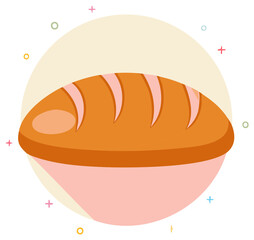 Loaf of Bread with Pastel Circle Background Food Illustration