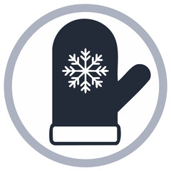 Mitten with Snowflake Icon in Circle Frame, Winter Accessory