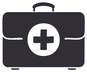 Medical Kit Icon: First Aid Box with Cross Symbol in Vector Style