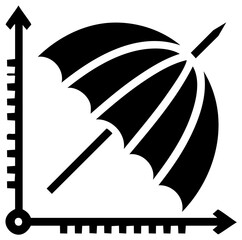 Risk management and financial protection concept icon with an umbrella on a graph