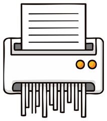 Illustration of a White Paper Shredder with Office Documents Being Shredded