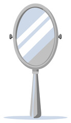 Fototapeta premium Vintage standing oval vanity mirror with a silver frame illustration