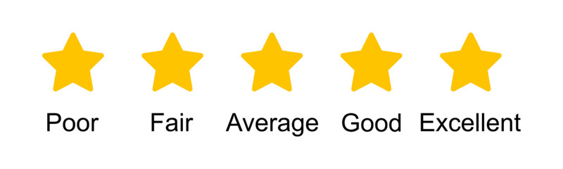 Fototapeta na wymiar Five star satisfaction rating scale