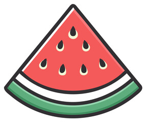 Watermelon Slice Cartoon Style Illustration Featuring Seeds and Vibrant Colors Perfect for Summer Designs