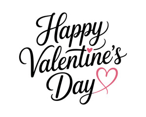 Obraz premium A festive Happy Valentine's Day message with hearts on a white background