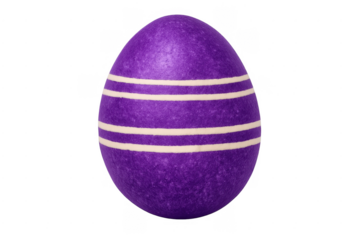 Purple decorated easter egg showing horizontal white stripes