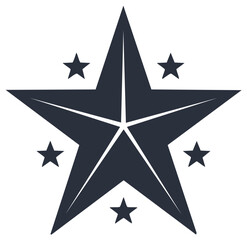 Obraz premium Stars Icon Graphic Design Big Star with Smaller Stars Around Minimal Style