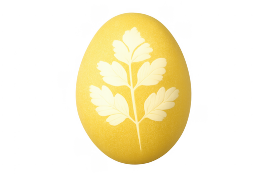 Yellow easter egg with leaf pattern celebrating spring - Powered by Adobe
