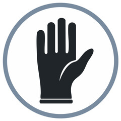 Fototapeta premium Black Protective Glove Vector Icon for Safety and Hygiene in a Circle Frame