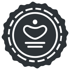 Stylized heart icon inside dark bottle cap graphic