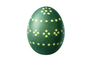 Green easter egg with yellow dots pattern celebrating spring holiday