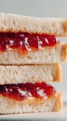 Stacked PB&J with jelly bond on lavender gradient plate