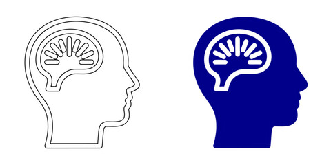 Human brain anatomy icon  with neural network structure for medical and psychology design