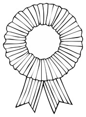 Blank Rosette Award Ribbon Outline Vector Art For Customization