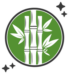 Bamboo Stalks and Leaves Green Circle Illustration Natural Wellness Spa Environment Asian Culture Design Symbol