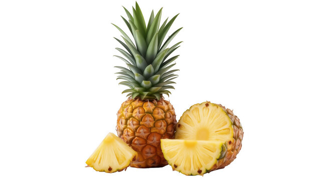Pineapple with slices pineapple slices isolated on a transparent background
