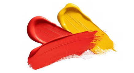 Red and yellow paint smears isolated on a transparent background