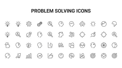 Minimalist problem solving icons for business and creative projects