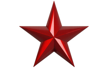Red star shape with sharp points isolated on a transparent background