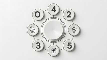 Business strategy infographic with numbered circles and icons
