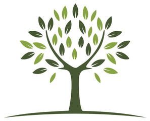 Fototapeta premium Simplified illustration of a tree with green leaves for environmental or nature-themed designs