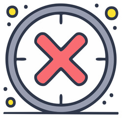 Obraz premium Red Cross Icon in Round Border Representing Error Message or Stop Action and Warning Sign