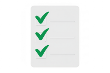 Checklist with green checkmarks to-do list tasks isolated on a transparent background