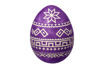 Purple easter egg with white folk art pattern