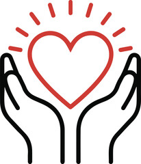 Obraz premium Hands holding a heart icon symbolizing care and love