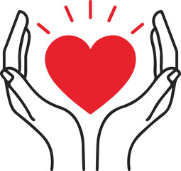 Obraz premium Healthcare hands holding heart flat icon for apps and website