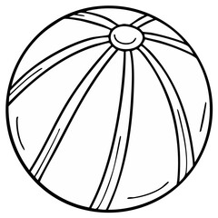 Monochrome beach ball illustration with segmented design suitable for coloring books or educational resources