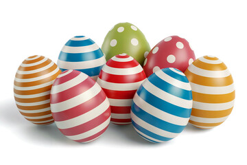Vibrant Collection of Striped and Polka Dot Easter Eggs