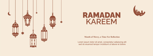 islamic lantern set, arabic lamps and elegant for posters ramadan kareem