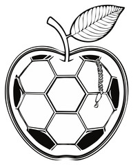 Obraz premium Apple football ball drawing graphic illustration hex outline black and white design