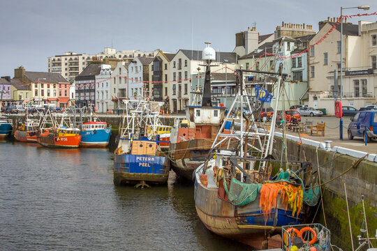Fishing trawler in Ramsey harbor. Isle of Man, UK
