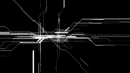 Digital noise impact shows lines and patterns moving in chaotic ways at night against a black background in a technology-themed design