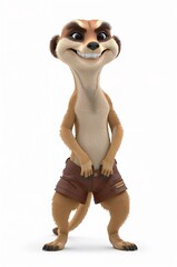 A highly detailed 3D rendering of a meerkat figure