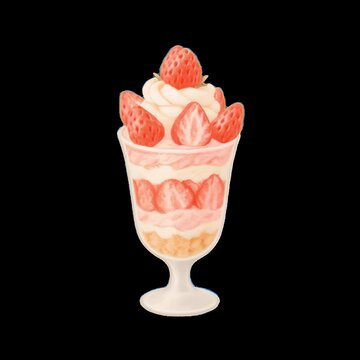 Delicious strawberry parfait dessert animation isolated asset, transparent 4K video, alpha channel, ProRes 4444
