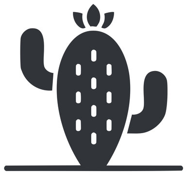 Stylized Desert Cactus Icon Plant Graphic Minimalist Design