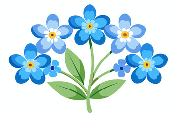 Stylized Forget Me Not Flowers in Soft Blue Tones